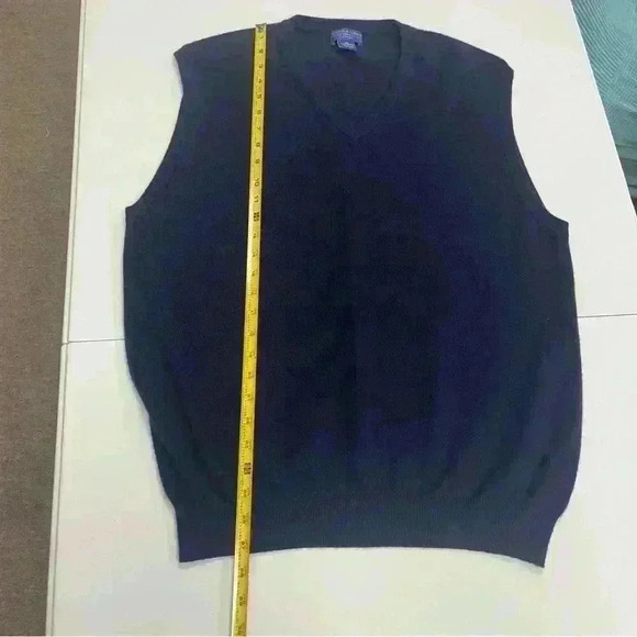 Joseph & Lyman Mens Cashmere Sweaters Vests Sz X- Large Navy Blue V-Neck - Picture 2 of 6